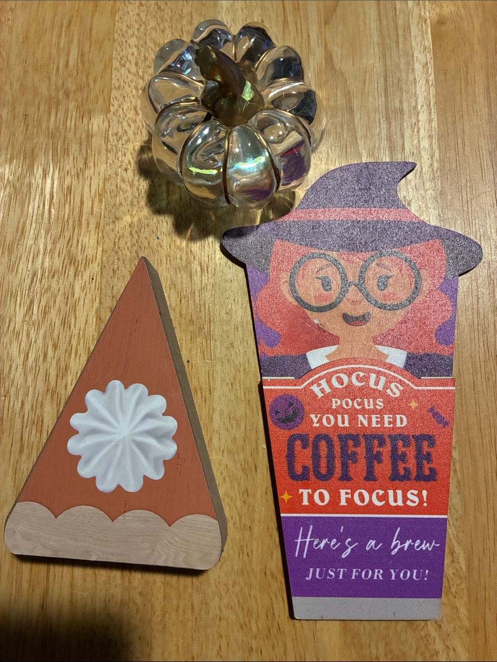 Fall Set of 3-Hocus Pocus Coffee To Focus, Pumpkin Pie & Light Up Pumpkin